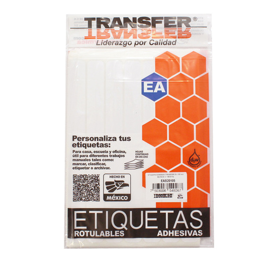 ADHESIVA TRANSFER 20X105MM / FILE / BLANCO | ETIQUETAS ADHERIBLES