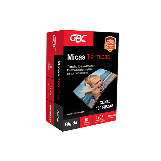MICA TERMICA GBC / PARA ENMICADORA / MODELO N1208 /  CM X  CM / 10  MILESIMAS / CAJA CON 100 PIEZAS | MICA TÉRMICA